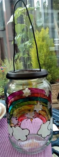 Glass painting, stained glass effect.